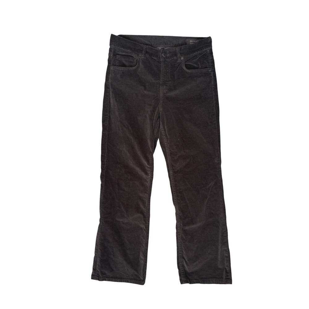 AllSaints Heidi Cropped Velvet Jeans Charcoal W30 WE071M Stretch Straight